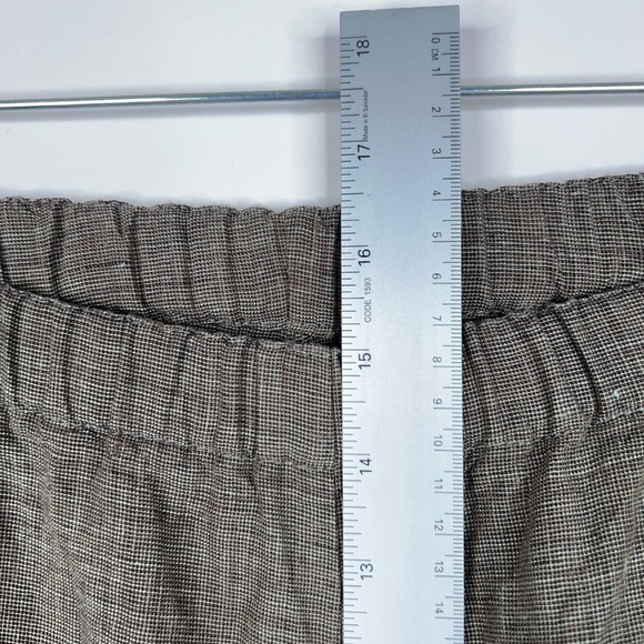 Flax Linen Pants Green High Rise Relaxed Straight Leg Cropped Size 14-18 - Picture 8 of 9